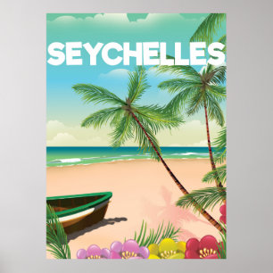 Seychellernas reseaffisch på stranden poster