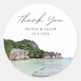 Seychelles Wedding Favor Photo Tack Runt Klistermärke