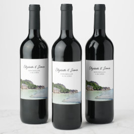 Seychelles Wedding Favor Vinflaska Etikett