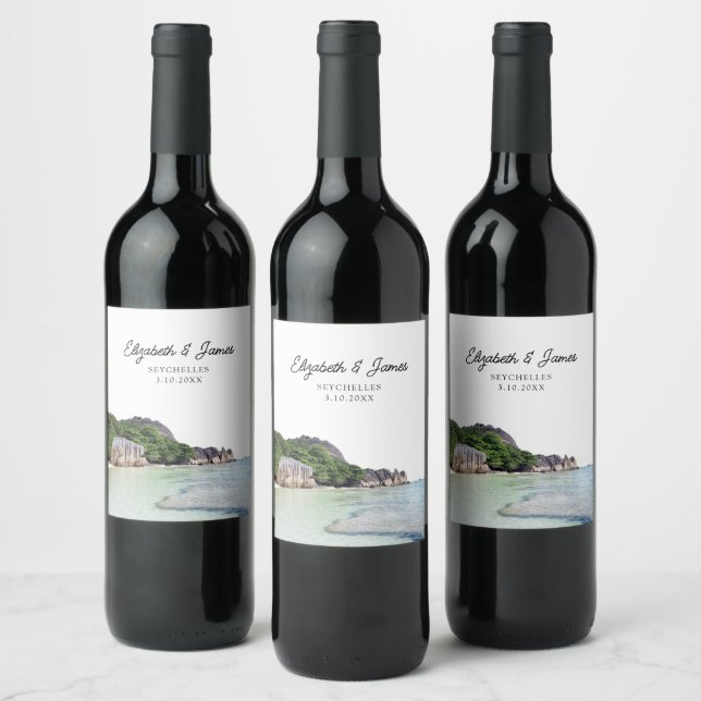 Seychelles Wedding Favor Vinflaska Etikett (Flaskor)