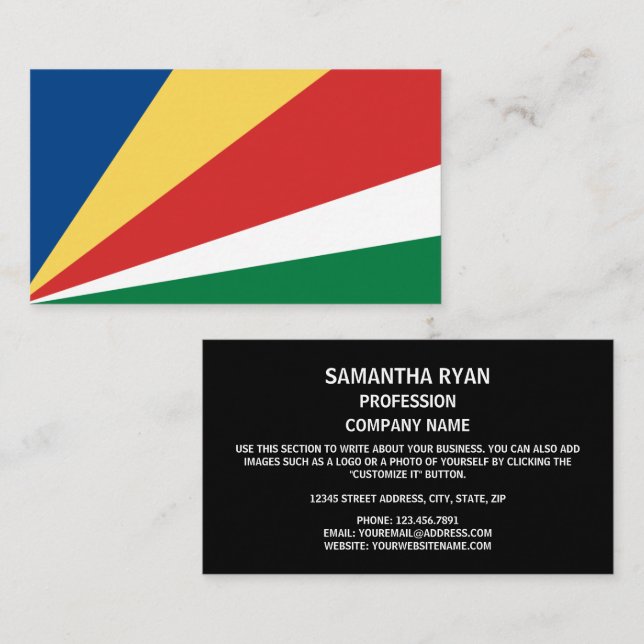 Seychellesiska flaggan, Flagga Seychellerna Visitkort (Fram/baksida)