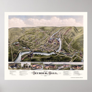 Seymour, CT Panoramic Karta - 1879 Poster