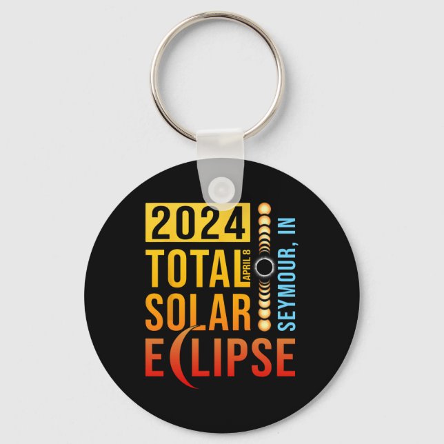 Seymour Indiana Total Solar Eclipse 2024 Nyckelring (Framsida)