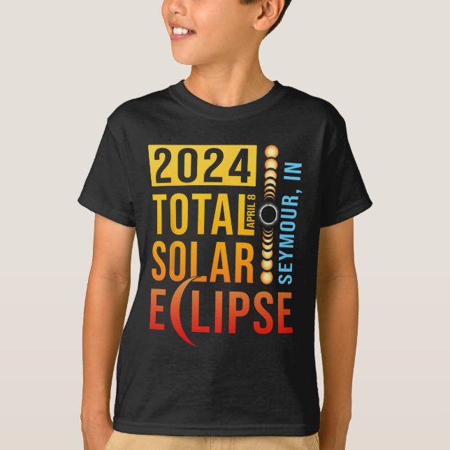 Seymour Indiana Total Solar Eclipse 2024 T Shirt (Framsida)