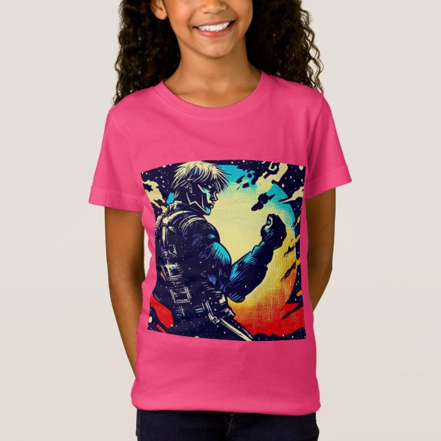 SF - Anime Hero Woodcut 2 T Shirt (Framsida)