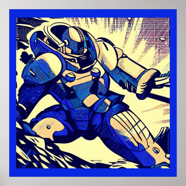 SF - Anime Hero Woodcut 4 Poster (Framsidan)