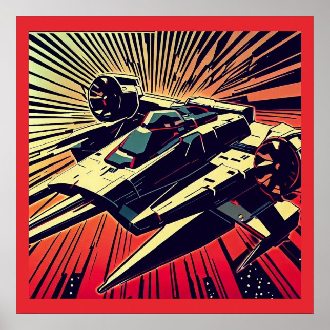 SF - Anime Starfighter Woodcut 1 Poster (Framsidan)
