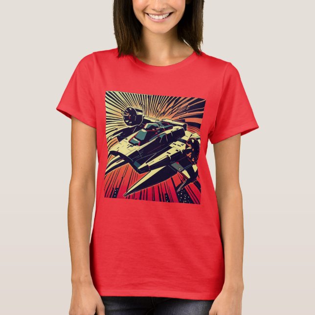 SF - Anime Starfighter Woodcut 1 T Shirt (Framsida)