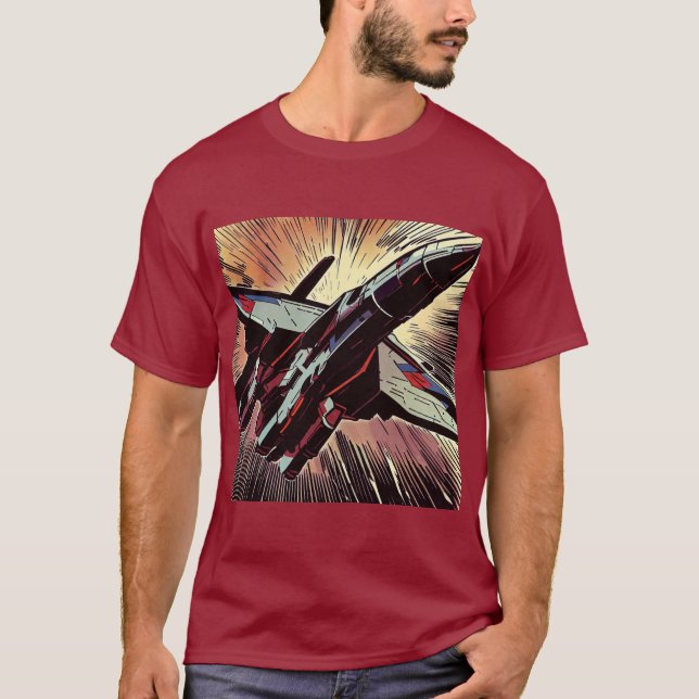 SF - Anime Starfighter Woodcut 2 T Shirt (Framsida)