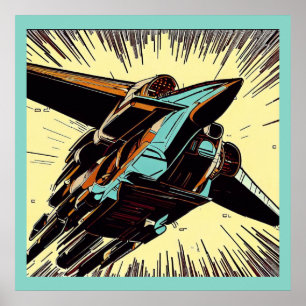 SF - Anime Starfighter Woodcut 3 Poster
