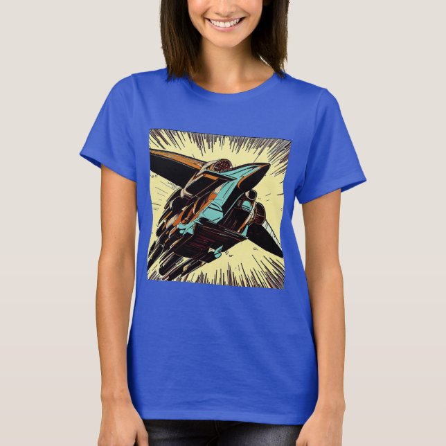 SF - Anime Starfighter Woodcut 3 T Shirt (Framsida)
