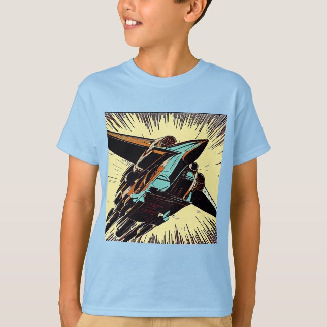 SF - Anime Starfighter Woodcut 3 T Shirt (Framsida)