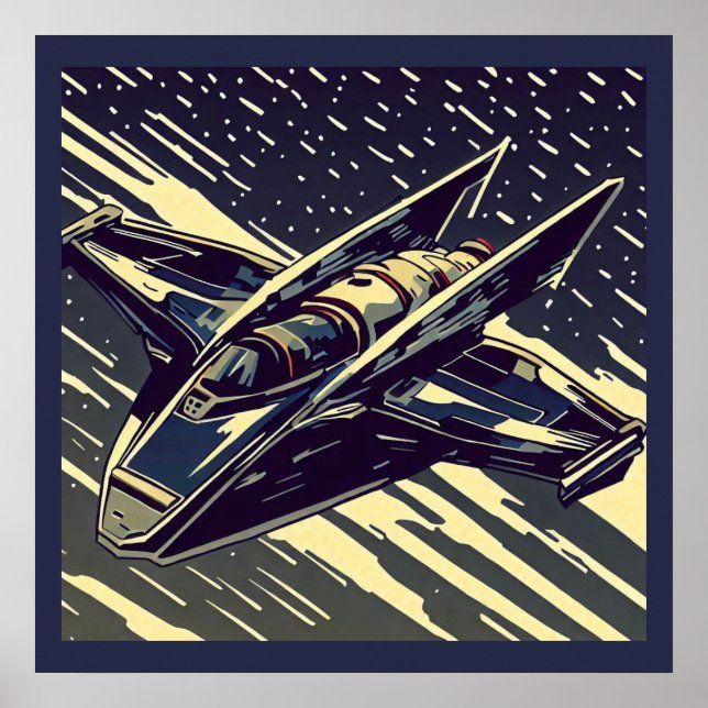 SF - Anime Starfighter Woodcut 4 Poster (Framsidan)