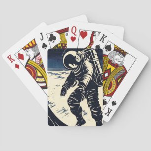 SF Astronauts on Spacewalk - Woodcut (3) Casinokort