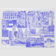 SF Bay Area Icons Blue Bläck Toile