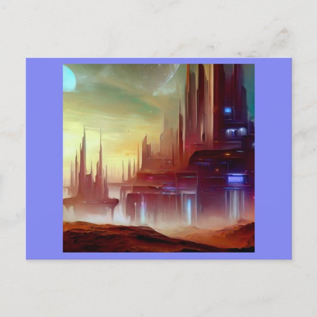 SF City på en märklig planet 1 Vykort (Framsida)