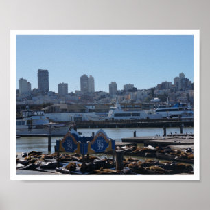 SF City Skyline & Pier 39 Sea Lejon #1-2 Poster