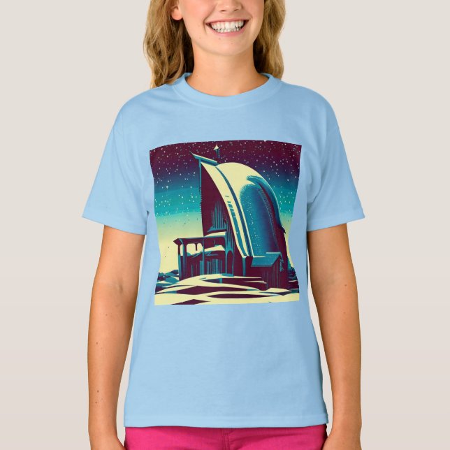 SF Futuristiska Church 1 T Shirt (Framsida)