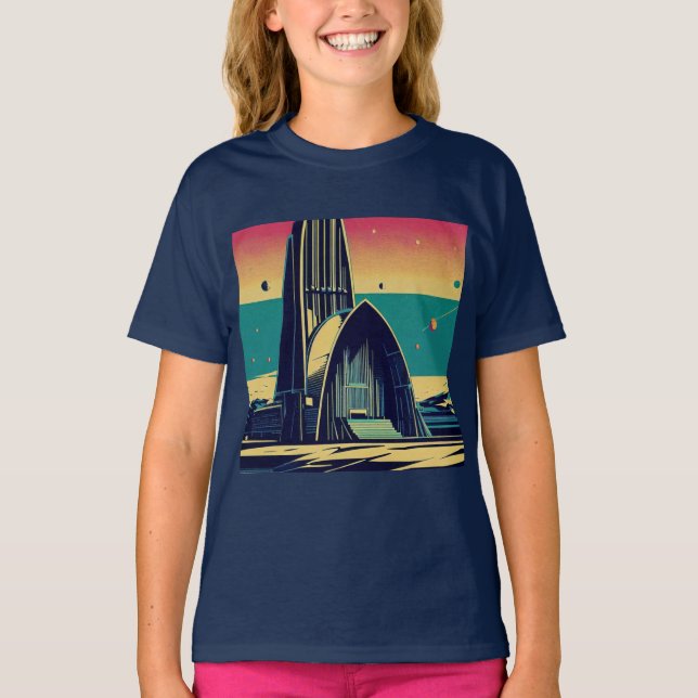SF Futuristiska Church 3 T Shirt (Framsida)