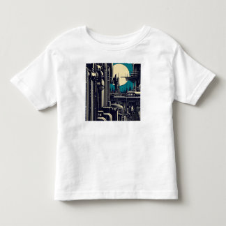 SF Futuristiska City Woodcut 2 T Shirt