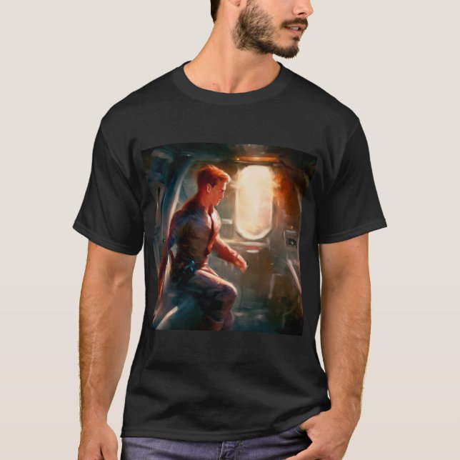 SF Hero Aboard Spacesship 1 T Shirt (Framsida)