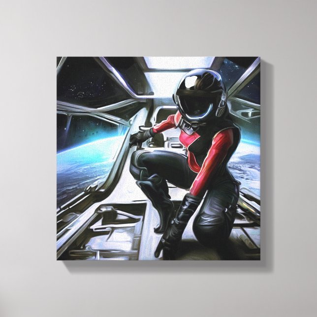 SF Hero Aboard Spacesship 2 Canvastryck (Framsida)