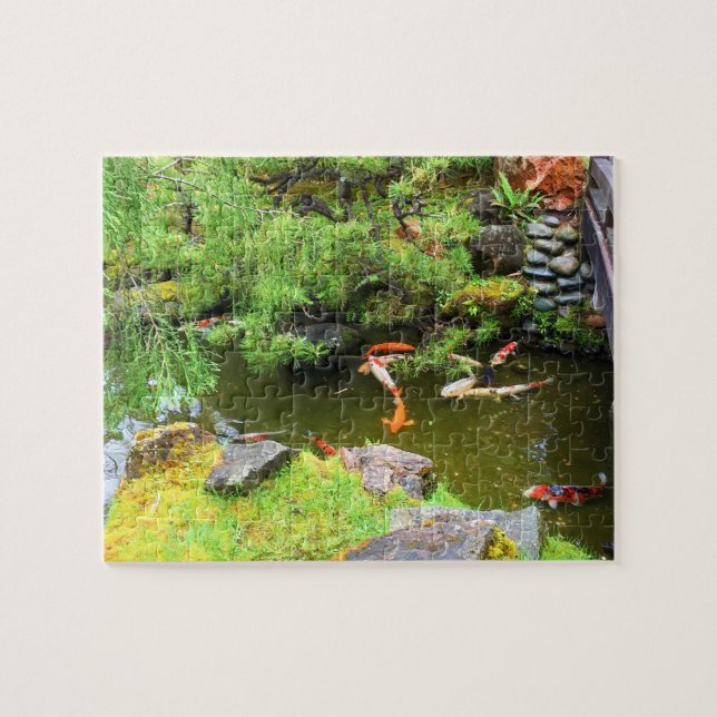 SF Japansk tea Garden Koi Pond #1 Jigszle Puzzle Pussel (Horisontell)