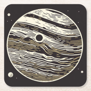 SF Jupiter Woodcut 1 Underlägg Papper Kvadrat