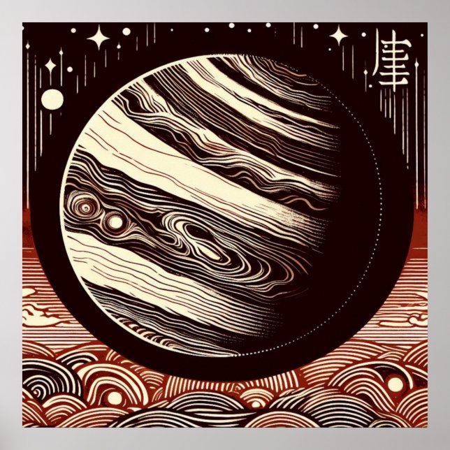SF Jupiter Woodcut 2 Poster (Framsidan)