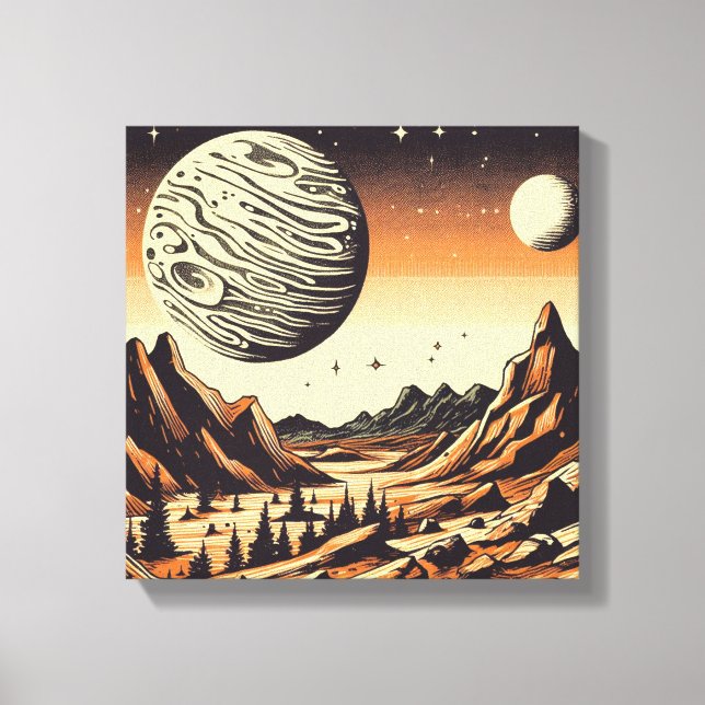 SF Mars Ligcape Woodcut 1 Canvastryck (Framsida)