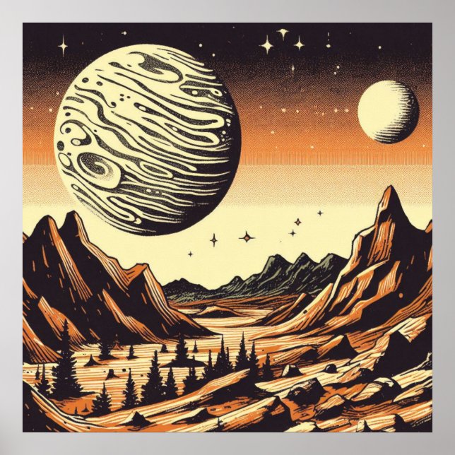 SF Mars Ligcape Woodcut 1 Poster (Framsidan)
