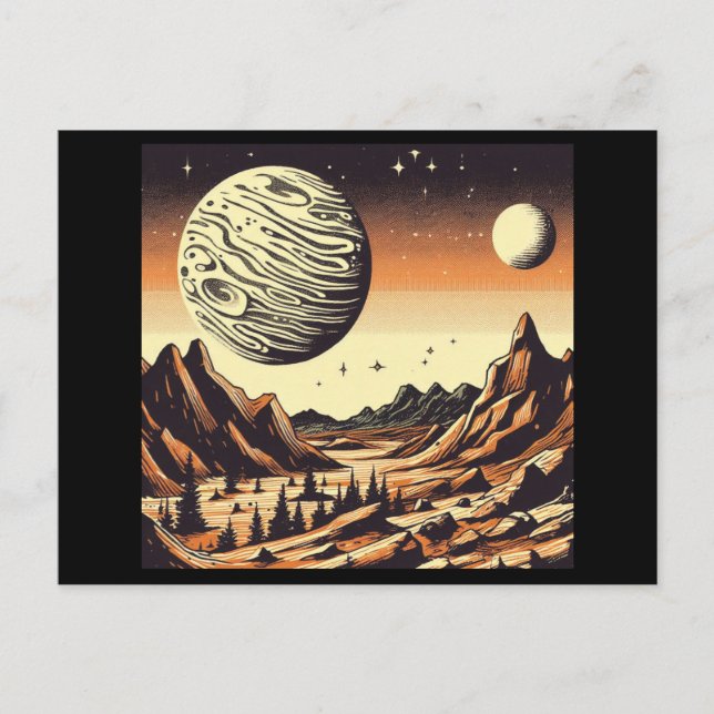 SF Mars Ligcape Woodcut 1 Vykort (Framsida)
