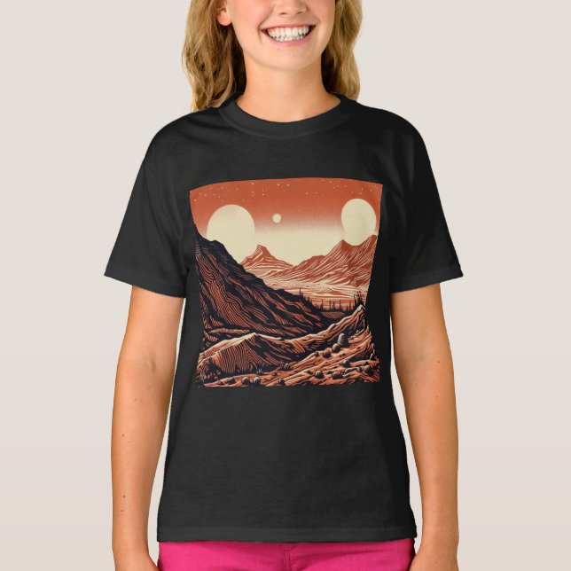 SF Mars Ligcape Woodcut 4 T Shirt (Framsida)