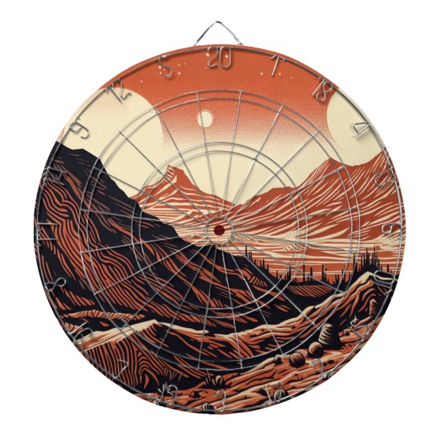 SF Martian Ligcape Woodcut (4) Darttavla (Framsidan)