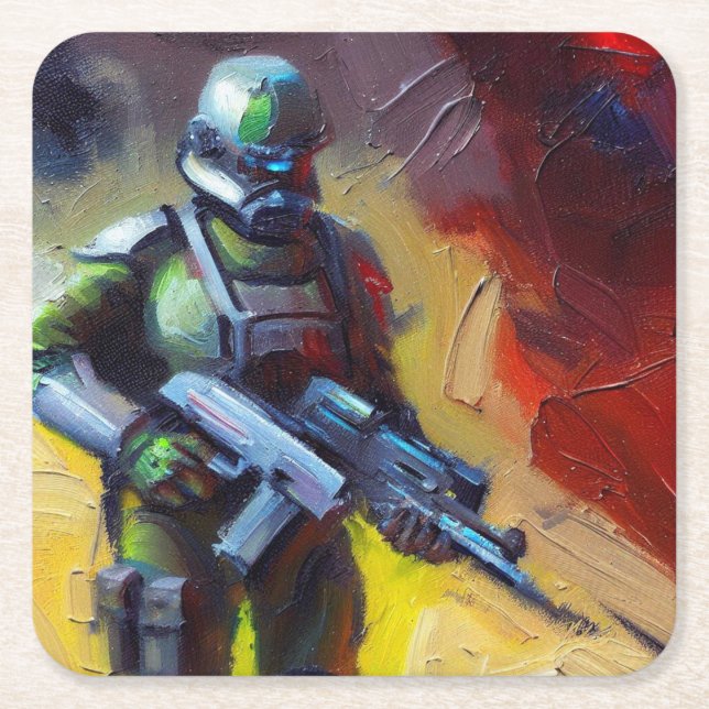 SF - Militär Hero 2 Underlägg Papper Kvadrat (Framsidan)