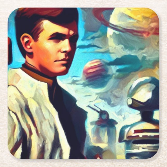 SF Pulp Magazine Cover Stil 2 Underlägg Papper Kvadrat (Framsidan)