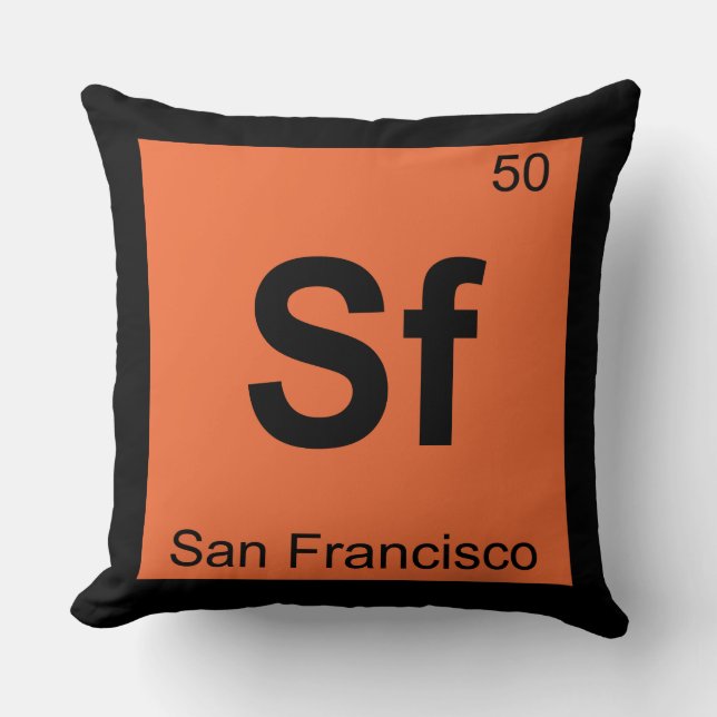 Sf - San Francisco City Chemistry Periodic Bord Kudde (Framsida)