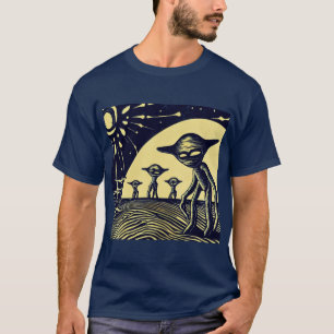 SF - Utomjordingar på ett Strange Planet Woodcut 2 T Shirt