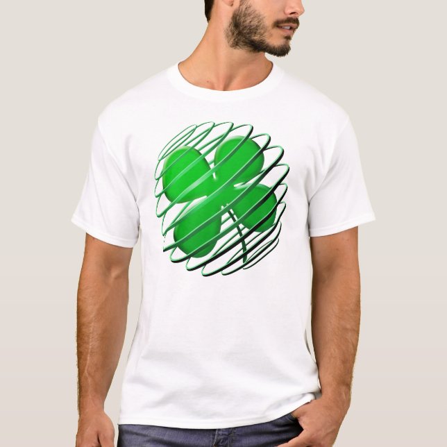 Sfäriskt fyraLöv-Klöver T-Shirt (Framsida)