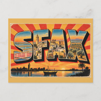Sfax Medina Lagun Olivlundar Vintage Resemålning K Vykort