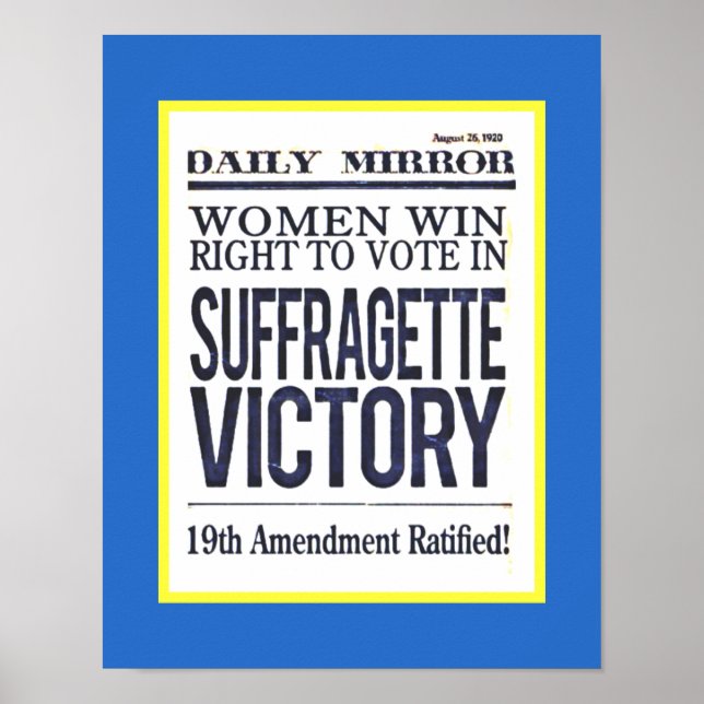 Sffragette Victory Headlines 1920-kopia Poster (Framsidan)