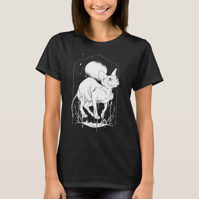 Sfinkskatt Måne Gotisk Estetisk Kärna Tatueringar  T Shirt (Framsida)
