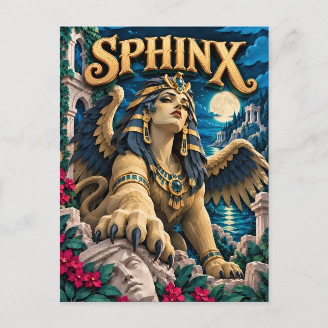 Sfinkx, Pappersklippt Monster Vykort (Framsida)