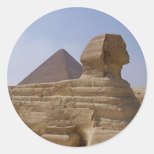 sfinx-pyramid runt klistermärke (Framsida)