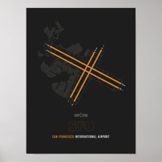SFO - San Francisco Airport Runway Diagram Art Poster