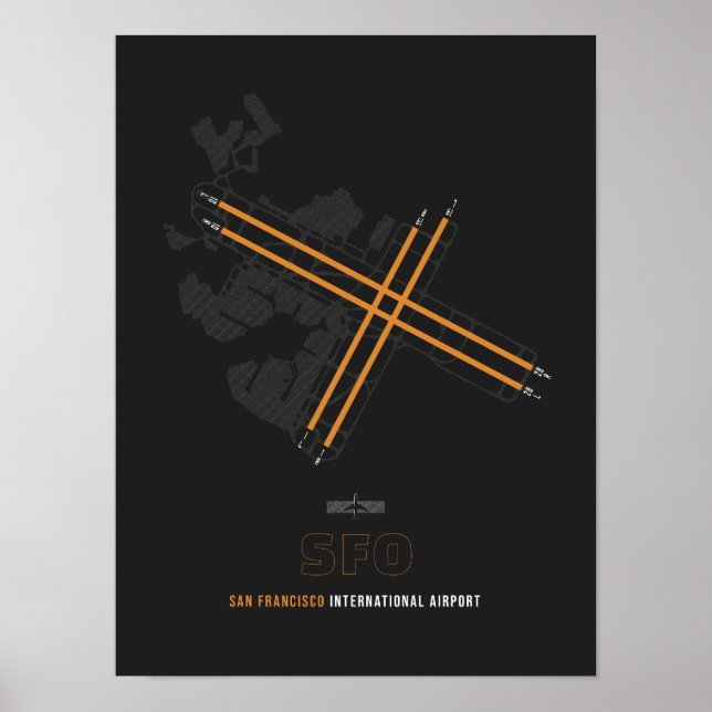 SFO - San Francisco Airport Runway Diagram Art Poster (Framsidan)