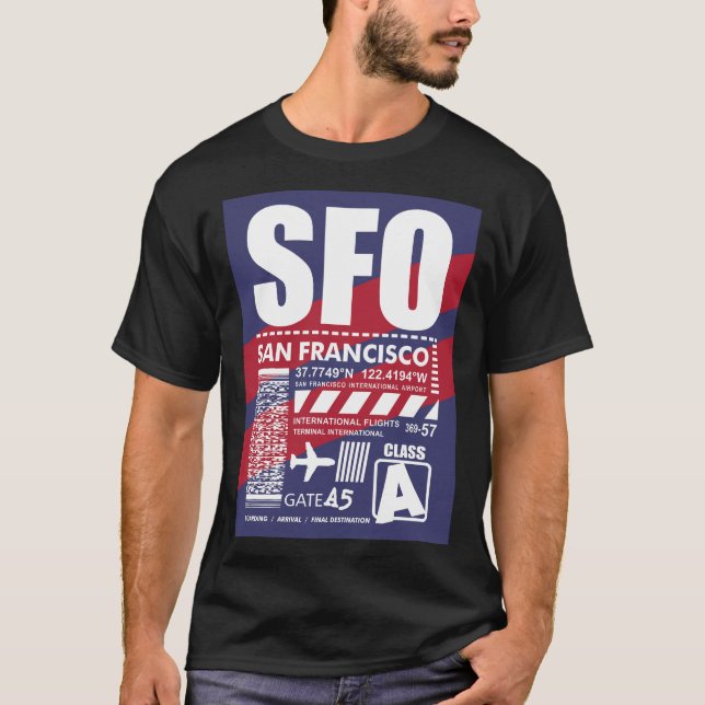 SFO San Francisco Airport T Shirt (Framsida)