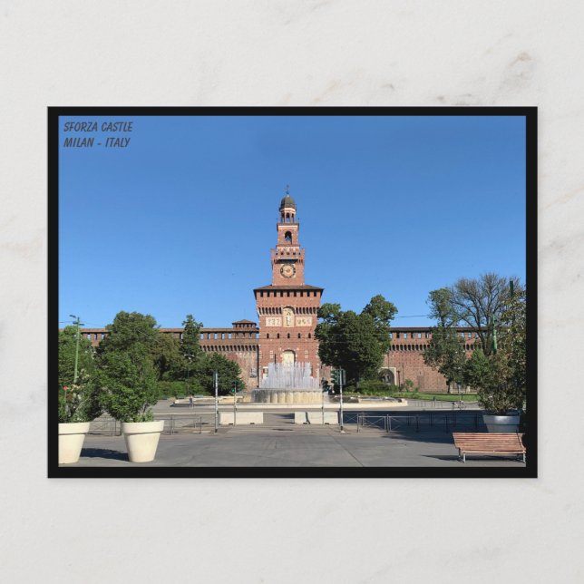 Sforza Castle - Fontän, bröllop tårta - Milano Vykort (Framsida)
