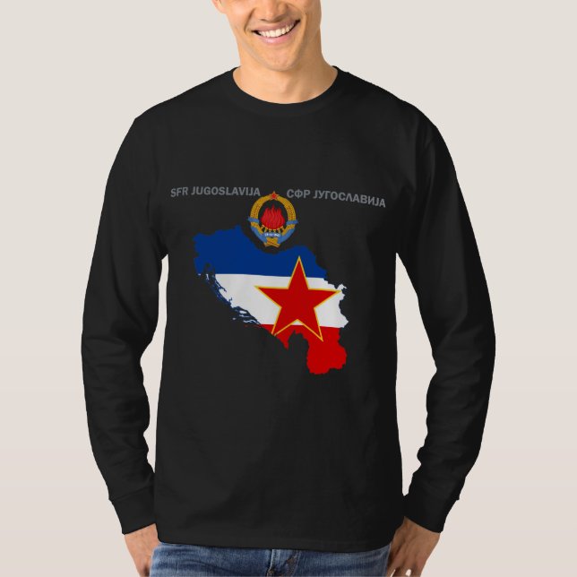 SFR Jugoslavien - Karta - Emblem - Flagga T Shirt (Framsida)