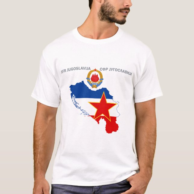 SFR Jugoslavien - Karta - Emblem - Flagga T Shirt (Framsida)